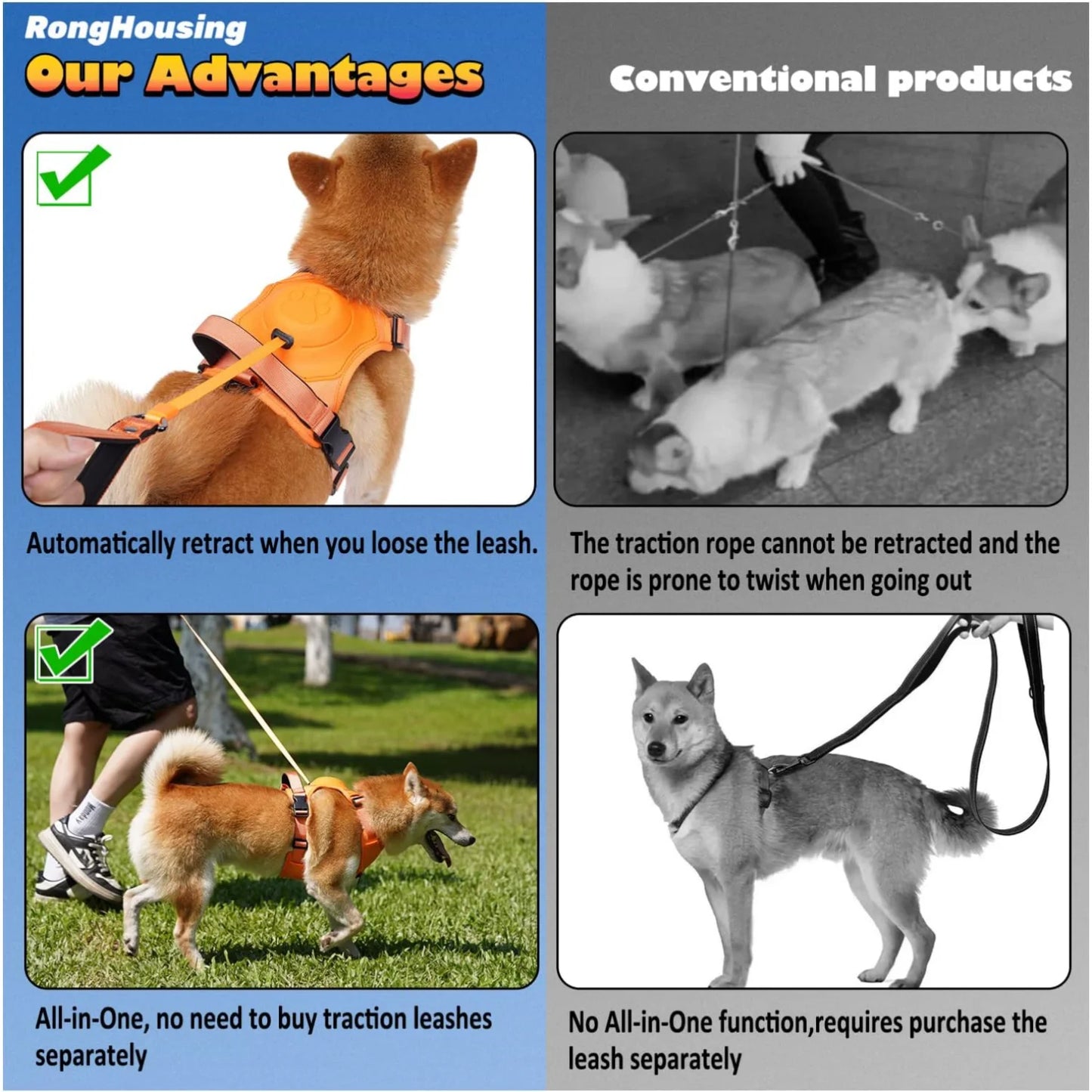 Dog Harness and Automatic Retractable Leash Kit –