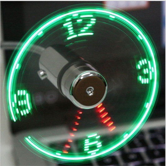 Mini USB Fan with LED Clock –