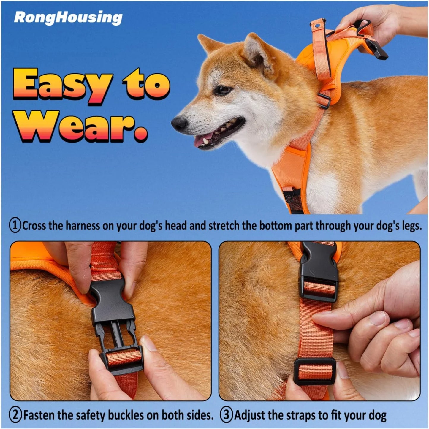 Dog Harness and Automatic Retractable Leash Kit –