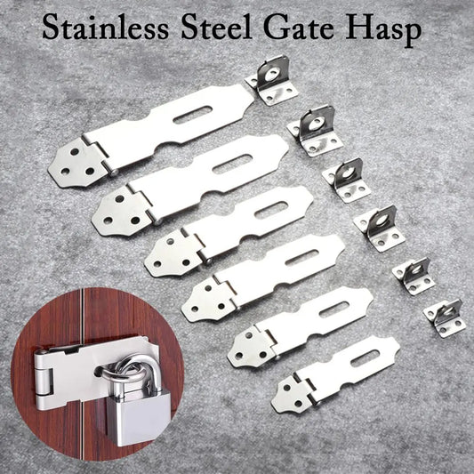 Stainless Steel Gate Door Lock Padlock Solid Clasp Anti Theft Hasp Staple Shed Latch Household Accessorie Burglar-proof Hardware –