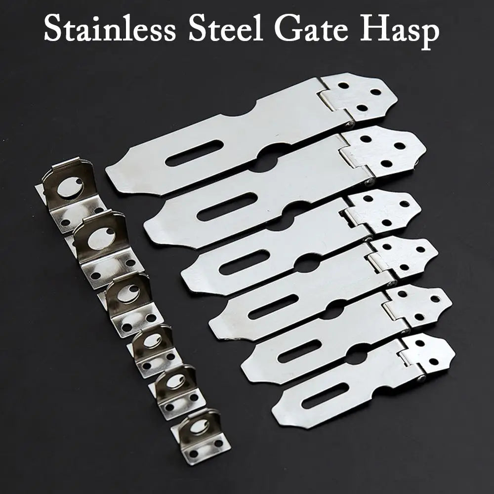 Stainless Steel Gate Door Lock Padlock Solid Clasp Anti Theft Hasp Staple Shed Latch Household Accessorie Burglar-proof Hardware –