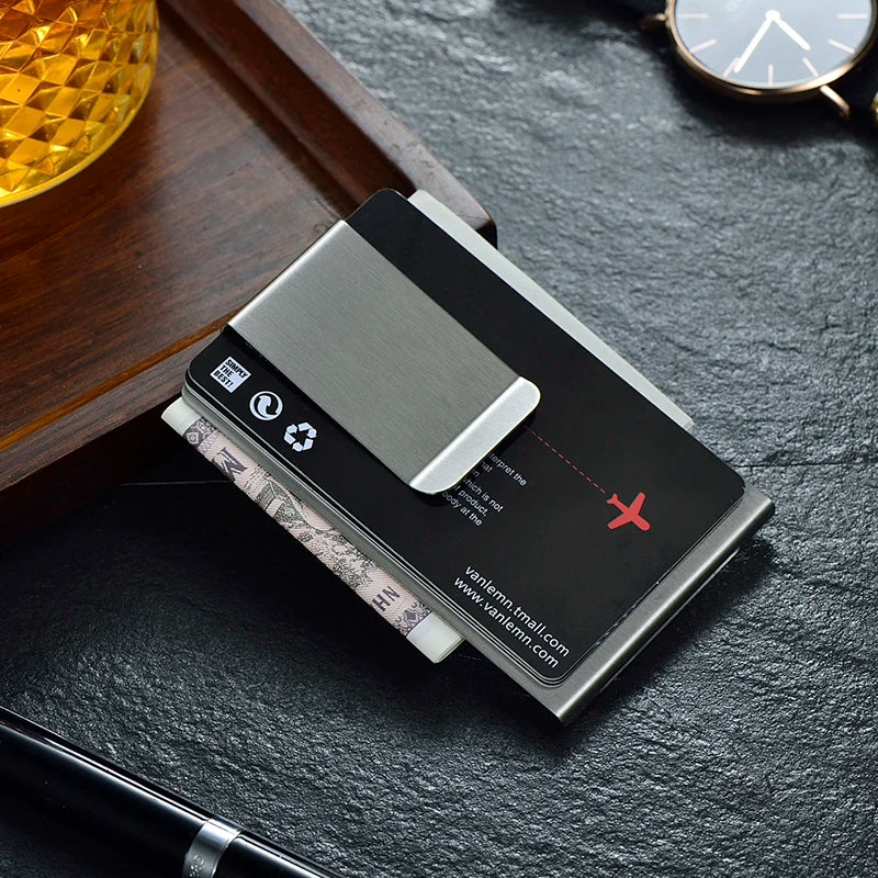 Stainless Steel Money Clips Slim Money Clip Wallet For Men ID Credit Card Holder Double Sided Holder Wallet Women Customizable –