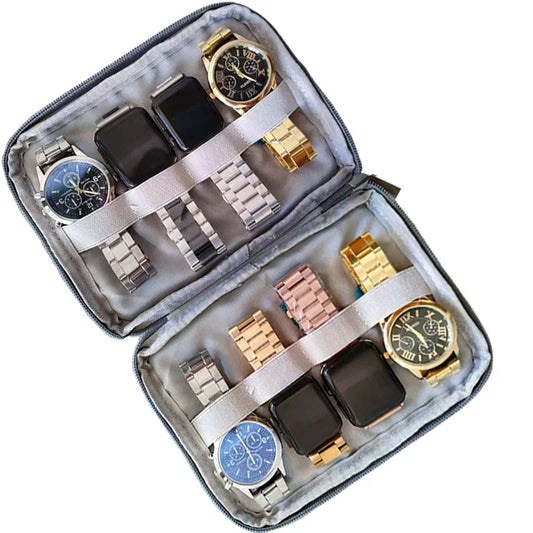 Multifunction 8 slots Travel Watch Organizer Watch Box Case Watch Holder Watchband Storage Case For Apple Watch band Strap Box –