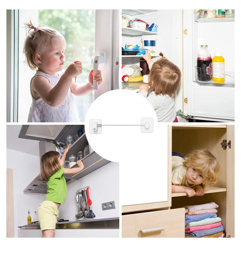 Baby Safe Refrigerator Lock with Key Code Lock Baby Safety Cabinet Lock Sliding Wardrobe Door Lock Home Limiter –