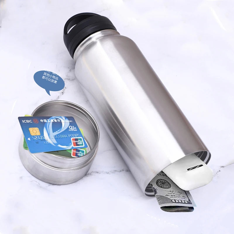 Stainless Steel Secret Cup – Hidden Storage for Credit Cards & Valuables –