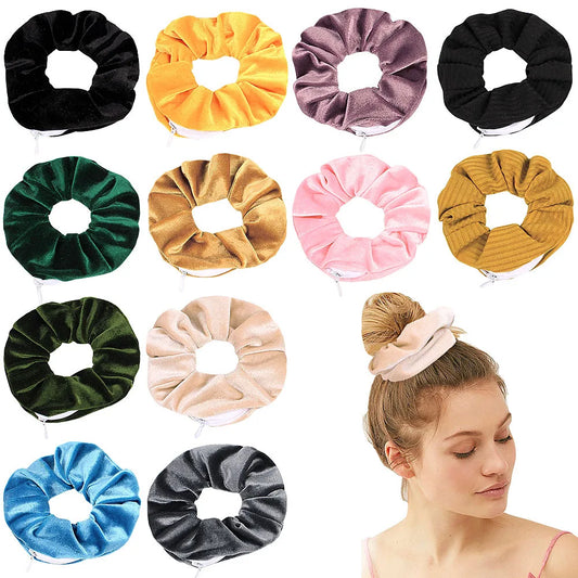 Sight Secret Hair Tie Hair Scrunchie ⁣⁣⁣⁣Hidden Storage Compartment With Zip Stash Pocket Travel Diversion Stash Safe Container –