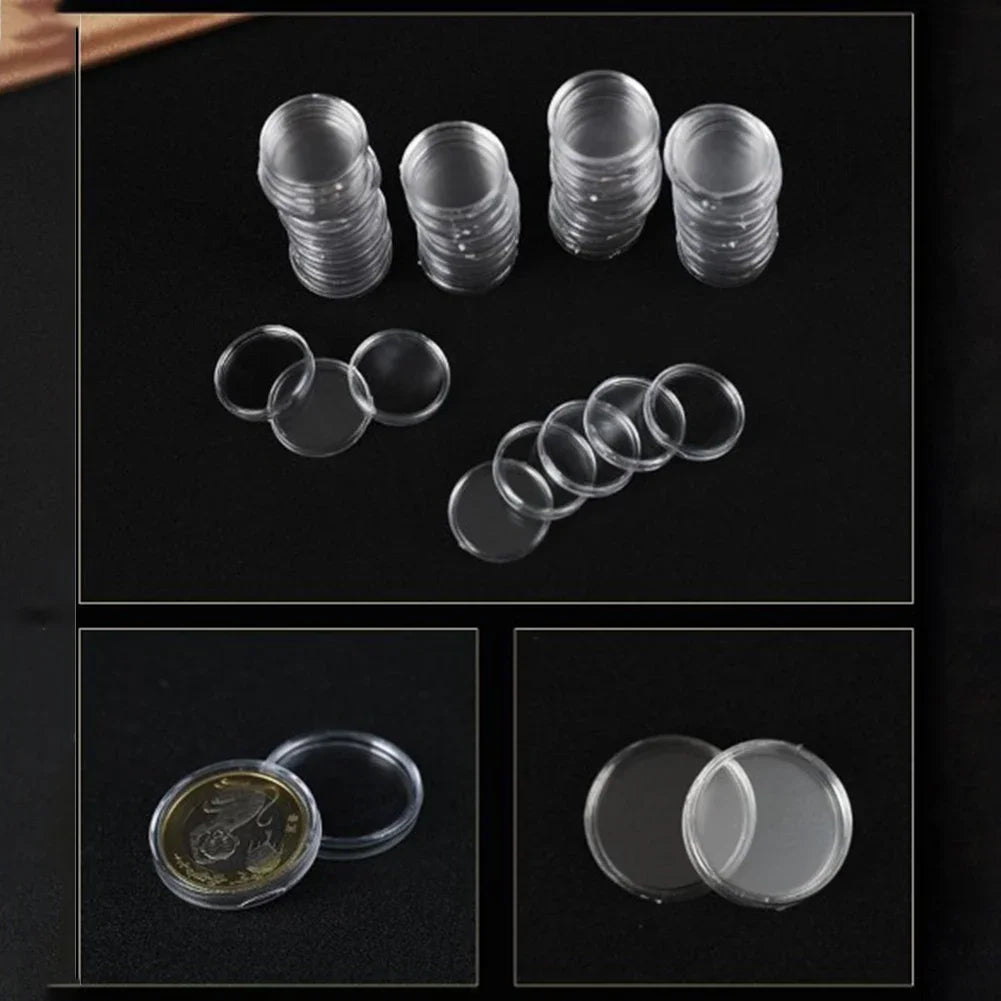 100-Piece 16mm Transparent Coin Display Capsules –