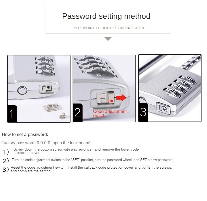 4-Digit U-Shaped Combination Padlock – Adjustable Security for Cabinets & Doors –