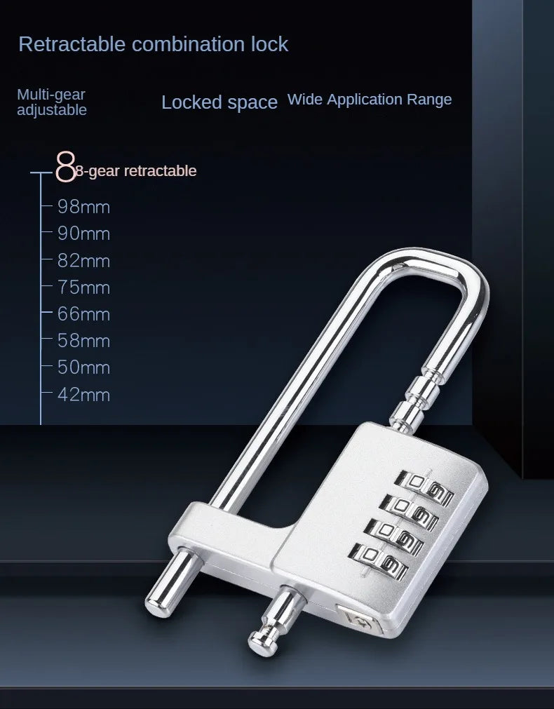 4-Digit U-Shaped Combination Padlock – Adjustable Security for Cabinets & Doors –