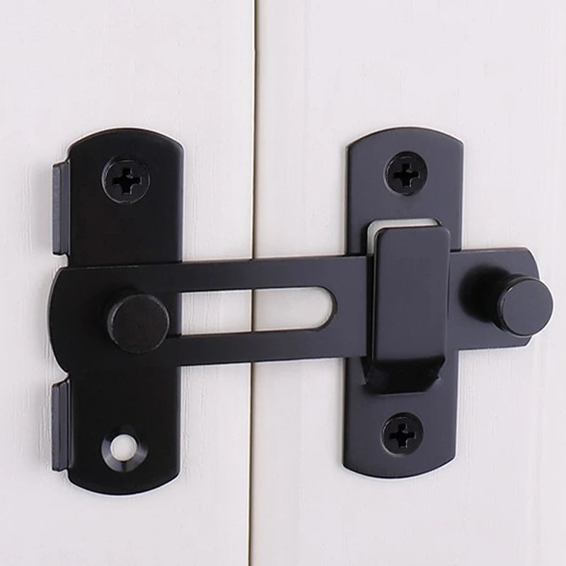 Door Lock Guard Latch Bolt 90 180 Degree Stainless Steel Toggle Latch Sliding barn Door Lock Black Iron Right Angle barn Lock –