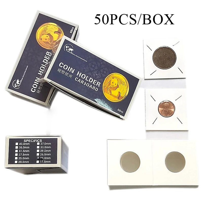 50PCS Square Cardboard Coin Holders Coin Album Collection Books Differ Size Coin Holders Cover Flip Clip Storage Cases –