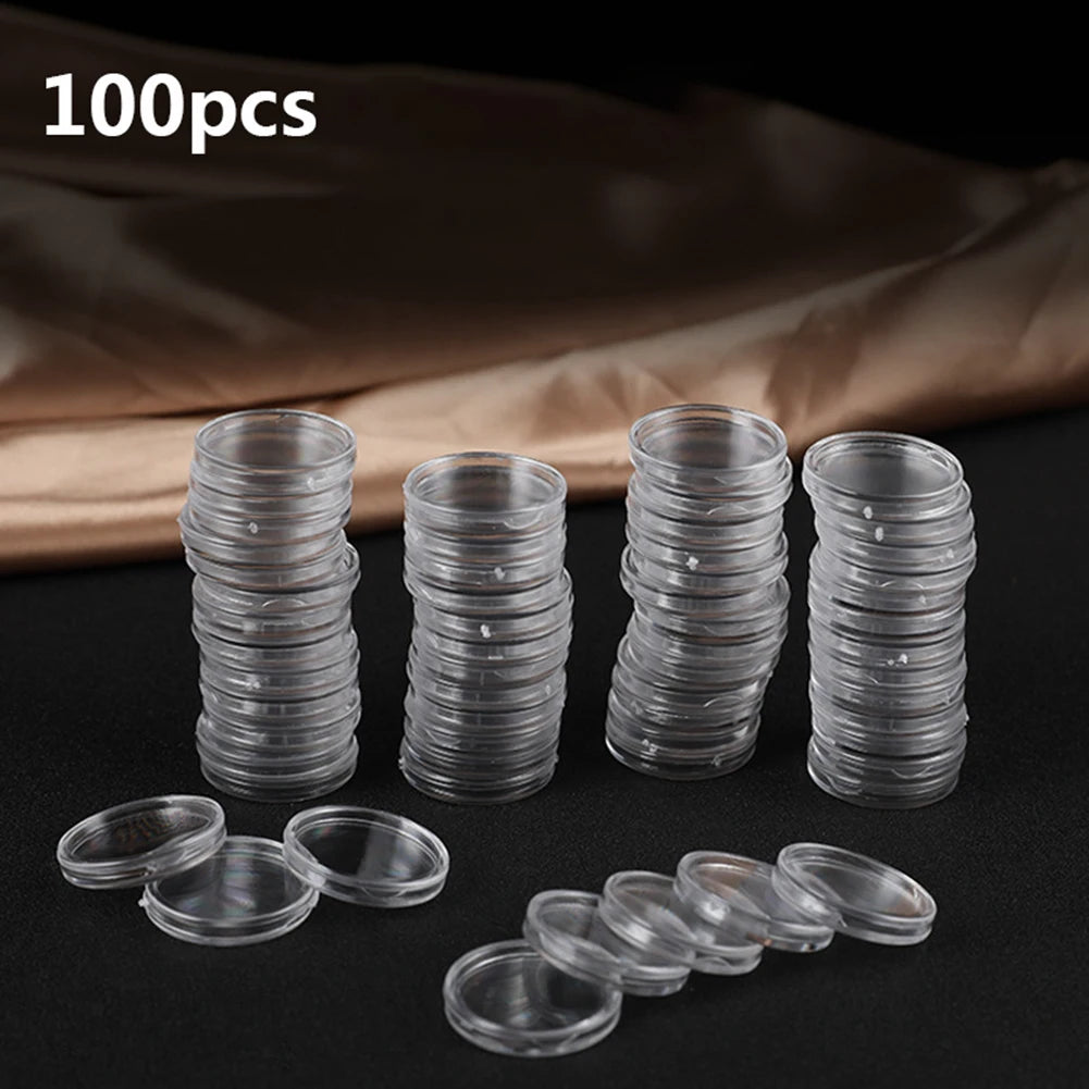 100-Piece 16mm Transparent Coin Display Capsules –