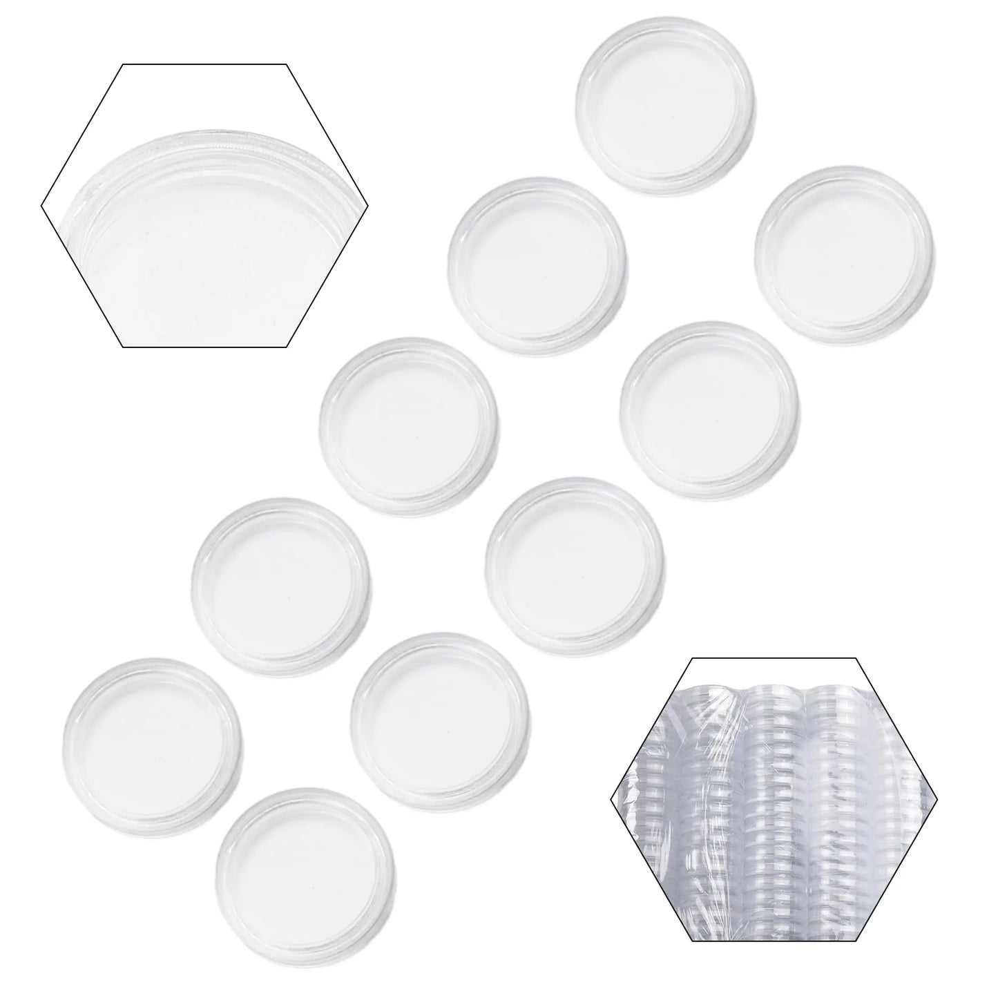 100-Piece 16mm Transparent Coin Display Capsules –