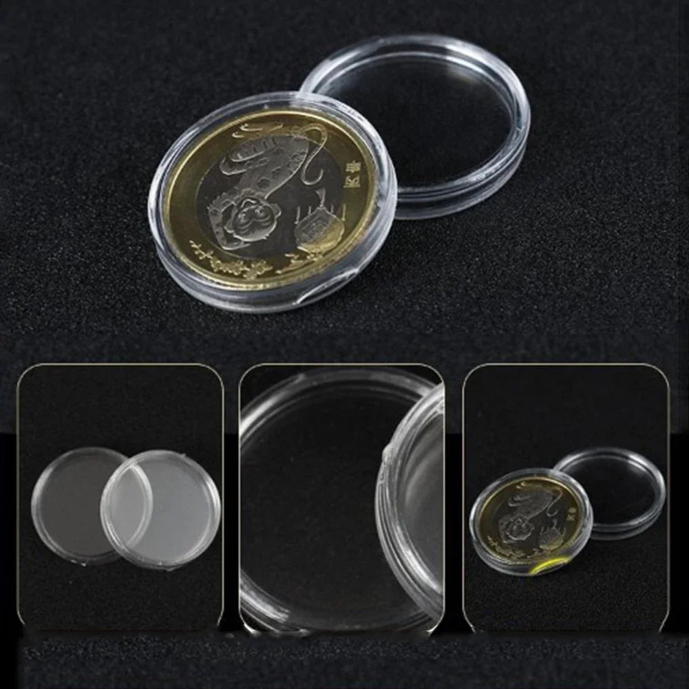 100-Piece 16mm Transparent Coin Display Capsules –