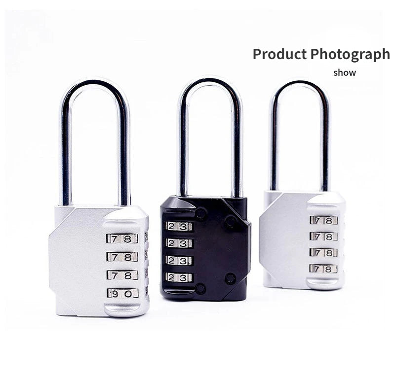 Combination Padlock Outdoor 4 Digit Long Shackle Waterproof Password Padlock Pad Lock For School Locker Gym Locker Fence Gate –