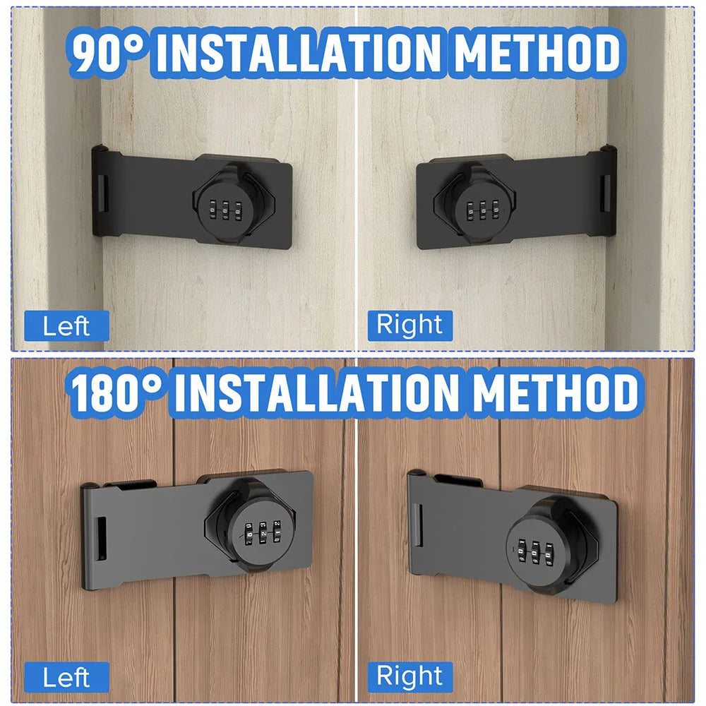 Combination Password Hasp Lock – Security Slide Latch for Cabinets and Small Doors