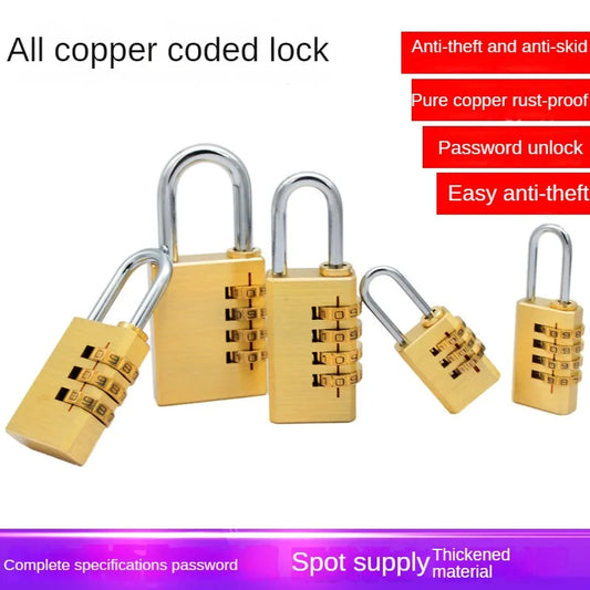 New Mini TSA Customs Pure Copper 3 Digit 4 Digit Password Lock for Travel Luggage Contrast Design Padlock Cabinet Locker Padlock –