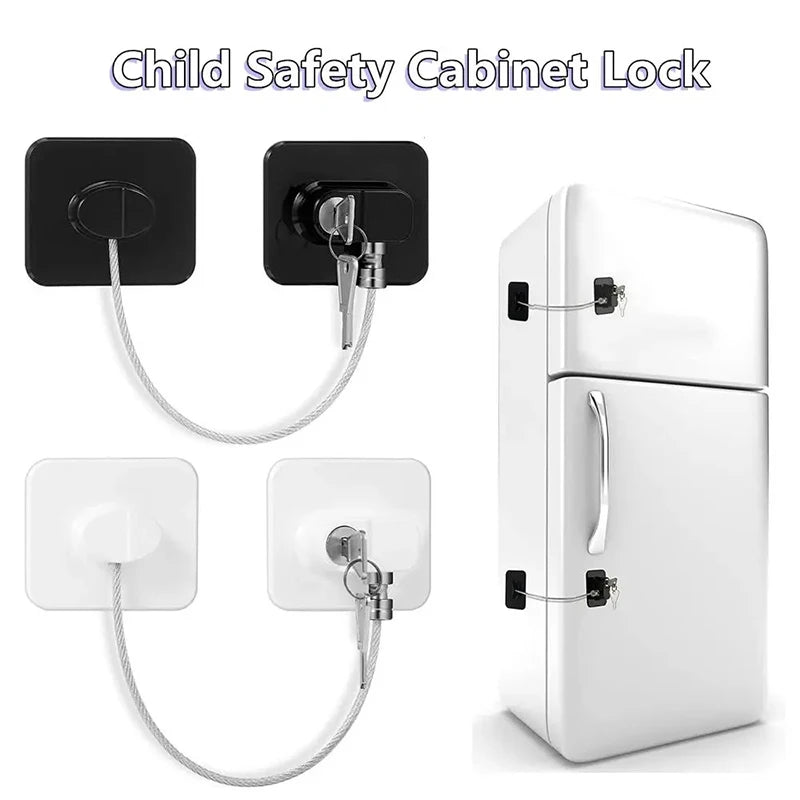 Baby Safe Refrigerator Lock with Key Code Lock Baby Safety Cabinet Lock Sliding Wardrobe Door Lock Home Limiter –