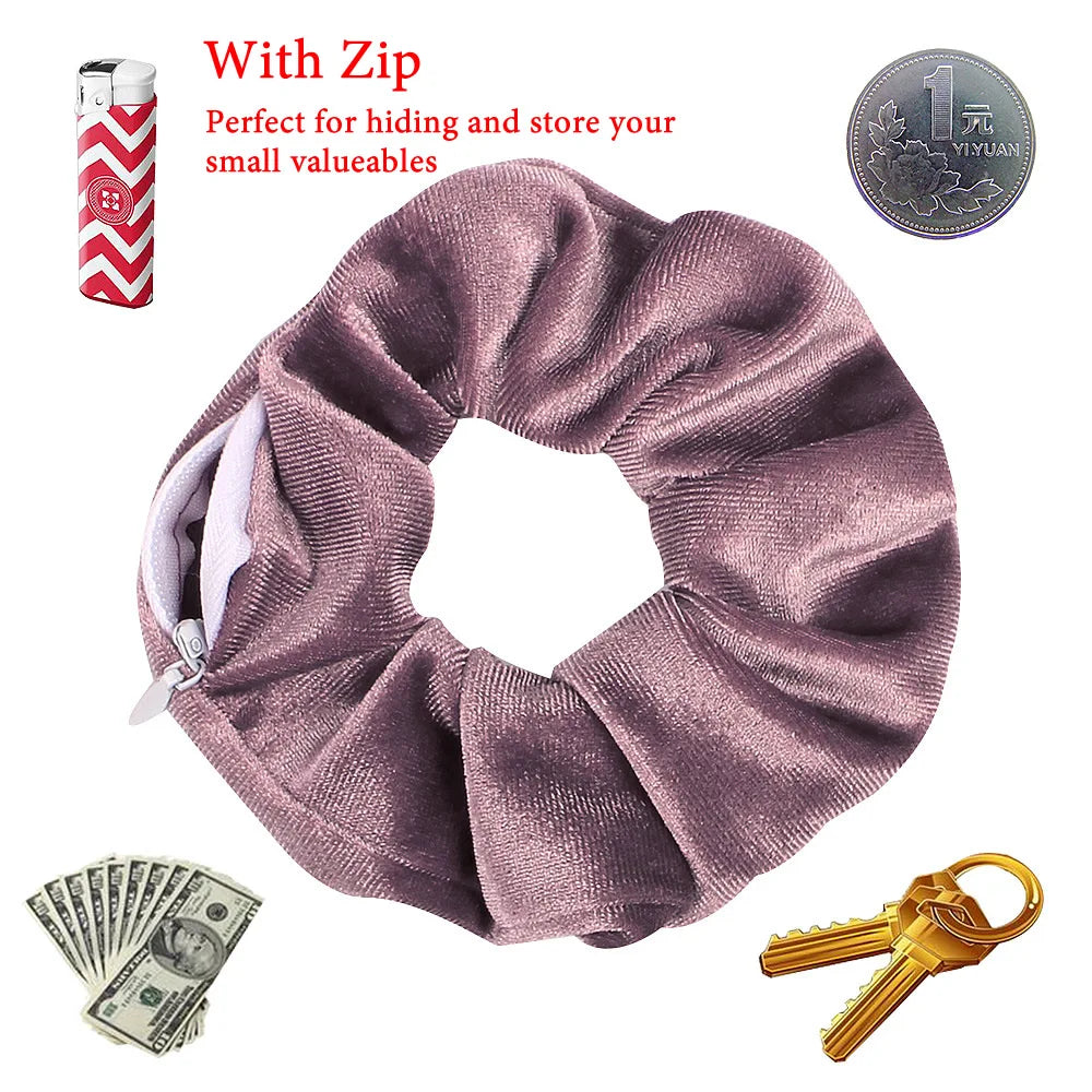 Sight Secret Hair Tie Hair Scrunchie ⁣⁣⁣⁣Hidden Storage Compartment With Zip Stash Pocket Travel Diversion Stash Safe Container –