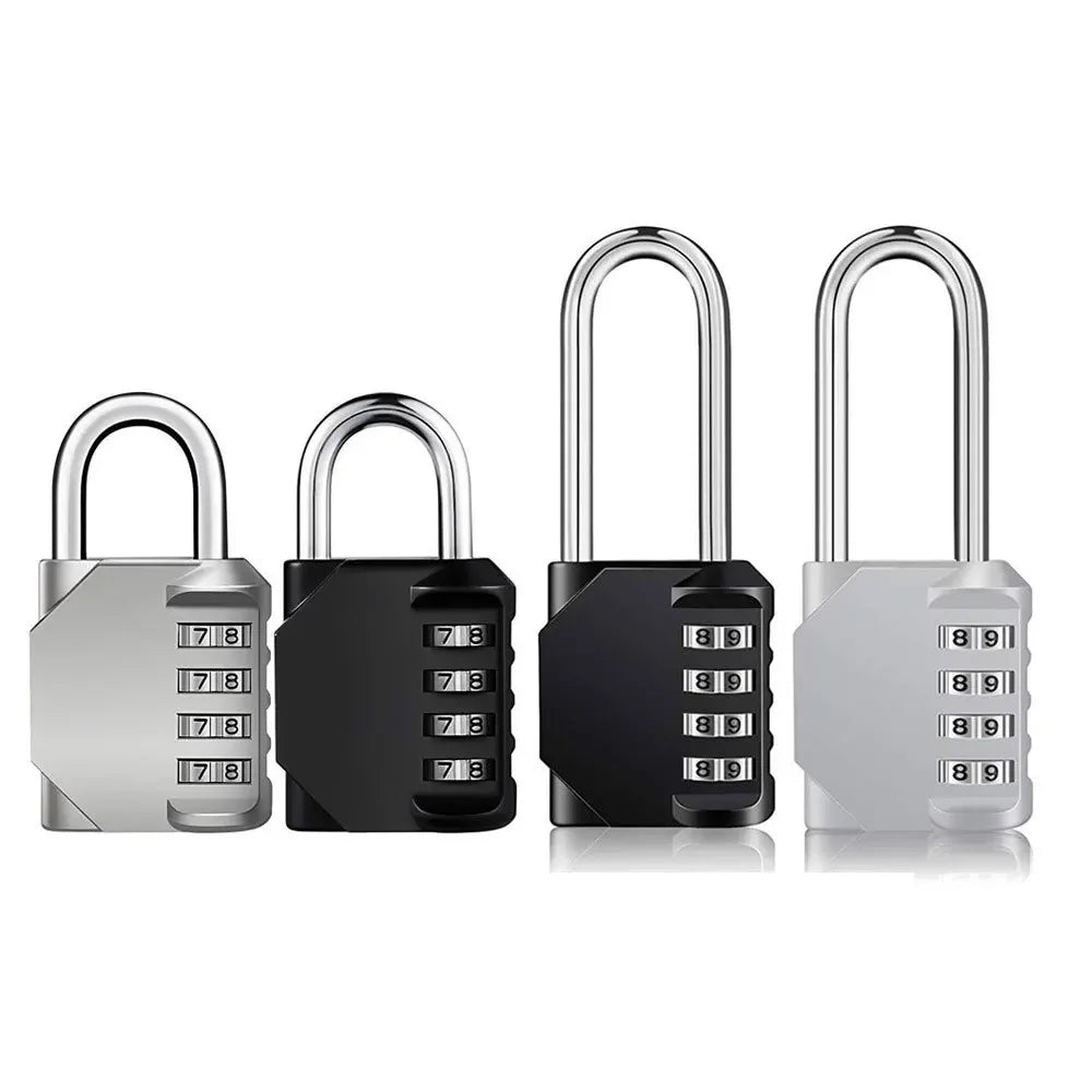 Combination Padlock Outdoor 4 Digit Long Shackle Waterproof Password Padlock Pad Lock For School Locker Gym Locker Fence Gate –