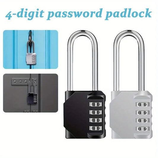 Combination Padlock Outdoor 4 Digit Long Shackle Waterproof Password Padlock Pad Lock For School Locker Gym Locker Fence Gate –