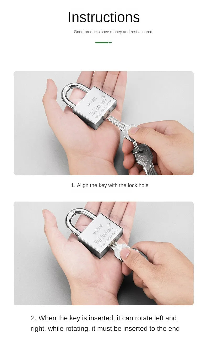 Stainless Steel Padlock Household Small Lock Head Anti-theft and Anti Prying Lock Dormitory Waterproof and Anti Rust Lock Locker –