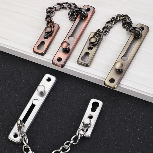 Portable Stainless Steel Door Chain Lock Anti-theft Security Door Inner Latch Buckle Sliding Fastener Hardware Accessories –