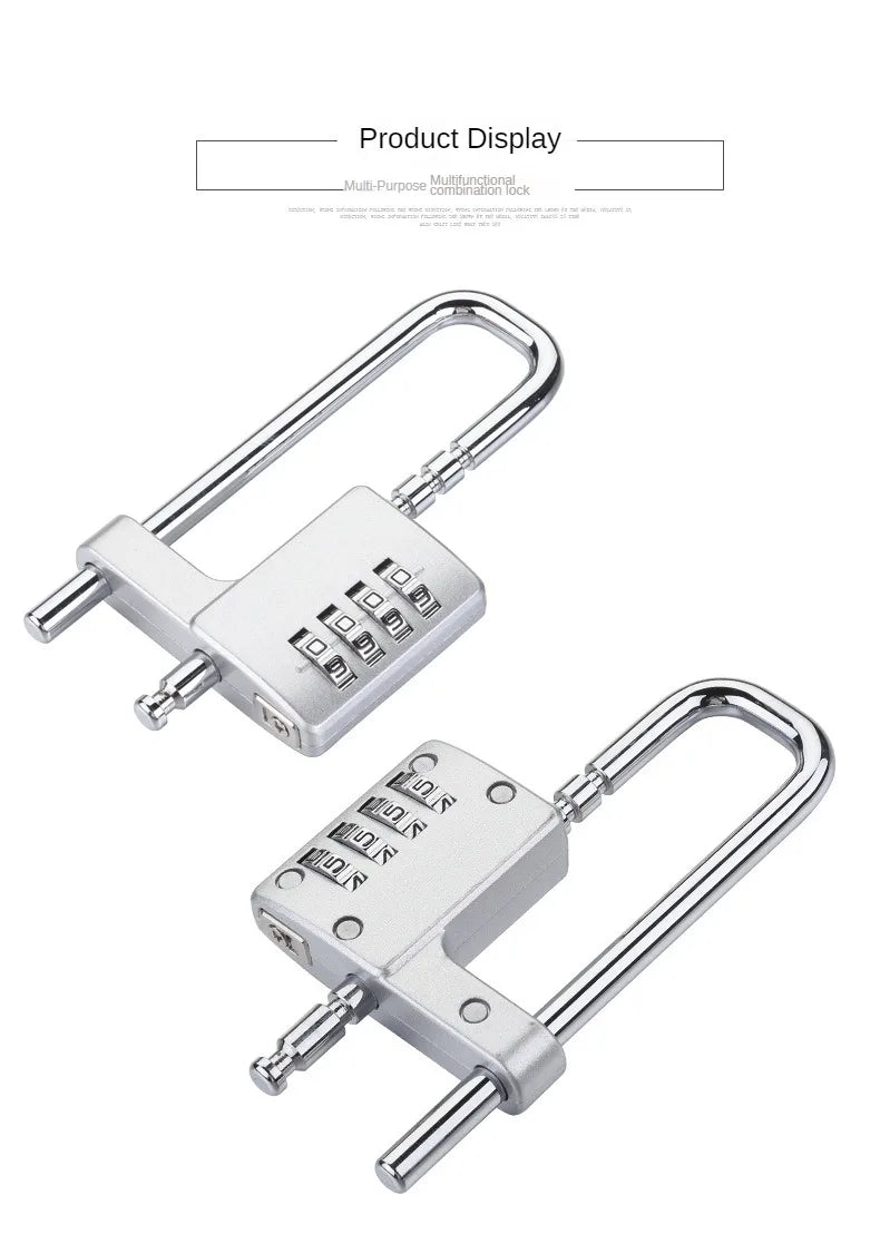 4-Digit U-Shaped Combination Padlock – Adjustable Security for Cabinets & Doors –