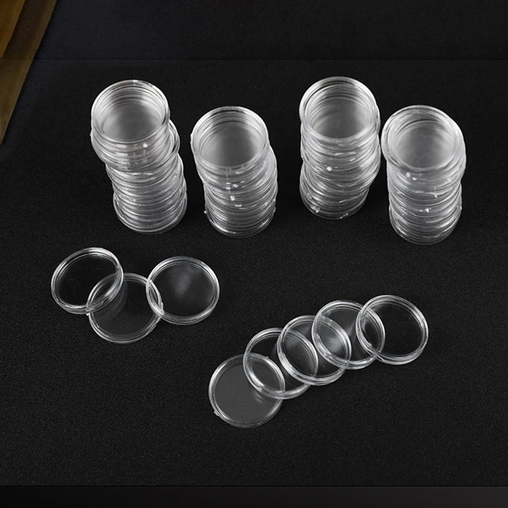 100-Piece 16mm Transparent Coin Display Capsules –