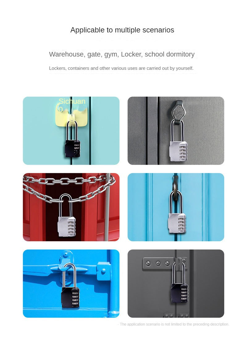 Combination Padlock Outdoor 4 Digit Long Shackle Waterproof Password Padlock Pad Lock For School Locker Gym Locker Fence Gate –