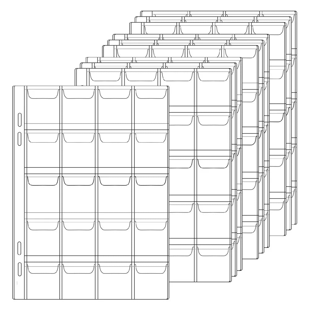 10-Piece Coin Pocket Pages – Clear, Replaceable Album Inserts for Collectors –