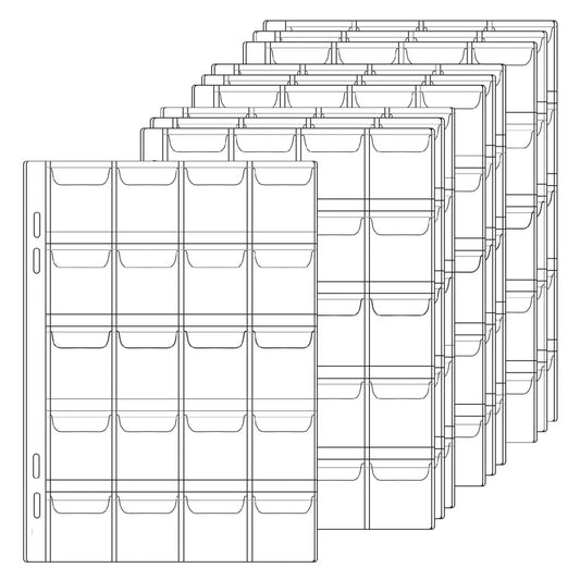 10-Piece Coin Pocket Pages – Clear, Replaceable Album Inserts for Collectors –